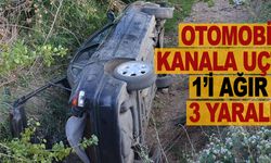 Otomobil, kanala uçtu: 1’i ağır 3 yaralı