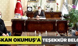 Başkan Okumuş''a teşekkür belgesi