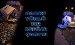 Parke yüklü tır refüje çarptı