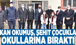 BAŞKAN OKUMUŞ, ŞEHİT ÇOCUKLARINI OKULLARINA BIRAKTI