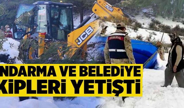 YAYLADA MAHSUR KALAN AİLE JANDARMA VE BELEDİYE EKİPLERİ YETİŞTİ