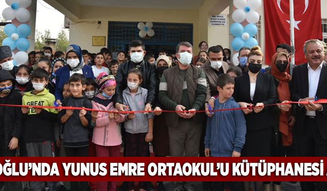 Türkoğlu’nda Yunus Emre Ortaokulu kütüphanesi açıldı